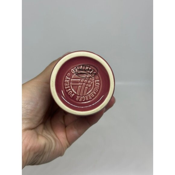 VTG Longaberger Pottery Paprika Red Vase 6.5" Woven Basketweave Design USA Made - Picture 3 of 5